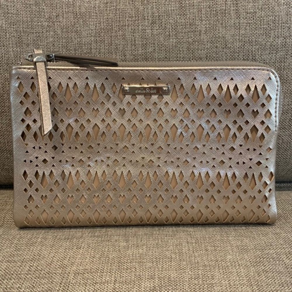 RETIRED Stella & Dot Metallic Perforated Clutch